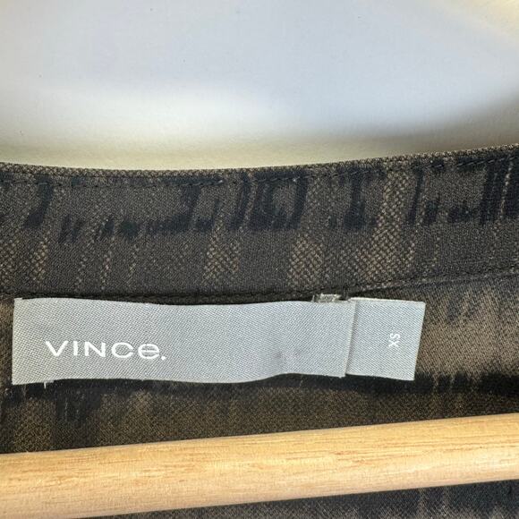 Vince 100% Silk Long Sleeve Button Front Brown Striped Tunic Blouse Womens XS - Picture 13 of 16